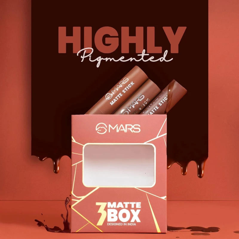 MARS Matte Box Set of 3 Lipsticks for Women | Long-Lasting | Smooth Finish | Moisturising | One Swipe Pigmentation | (3x3.2 gm) (03-Plum) thumbnail 4